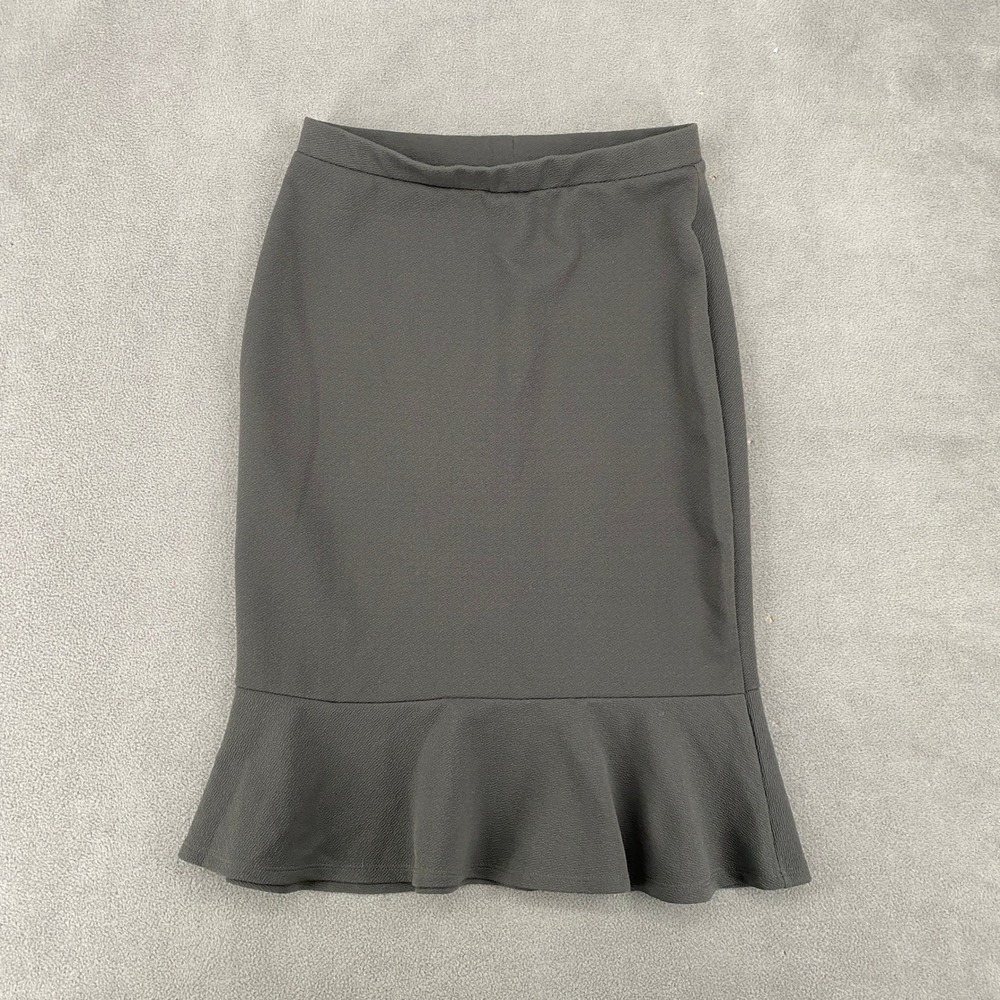 Zenana Outfitters Charcoal Grey Ruffle Trumpet Hem Midi Skirt Mens Size Medium